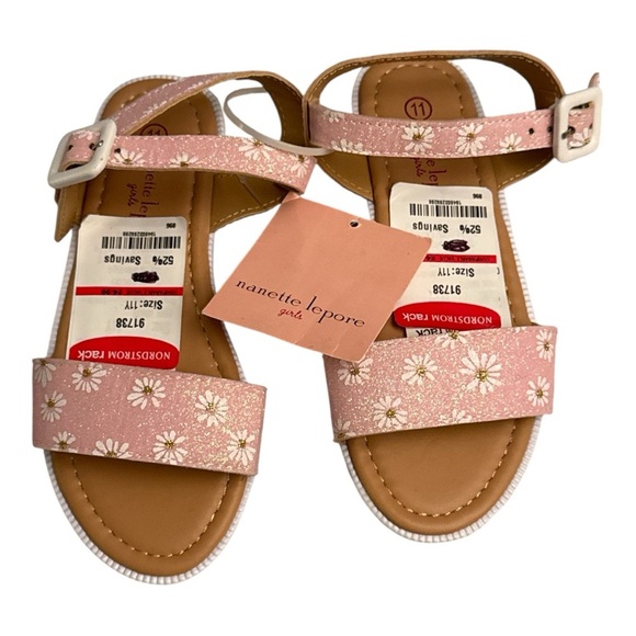 Nanette Lepore Other - Nanette Lepore Pink and White Daisy Sandals Size 11 NWT Beach, Church,Disney